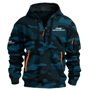 Jeep Wrangler Exclusive Logo Hoodie Half Zipper QTUT160525A1JWR - Navy Blue