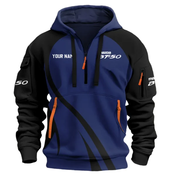 Mazda BT-50 Ute Exclusive Logo Hoodie Half Zipper QTVA210625UTE04MBT - Navy Blue - Image 2