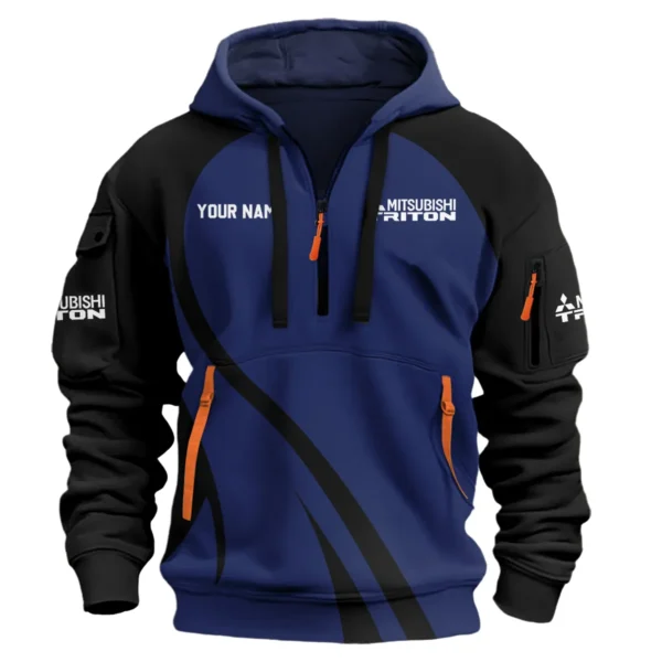 Mitsubishi Triton Ute Exclusive Logo Hoodie Half Zipper QTVA210625UTE04MT - Navy Blue - Image 2