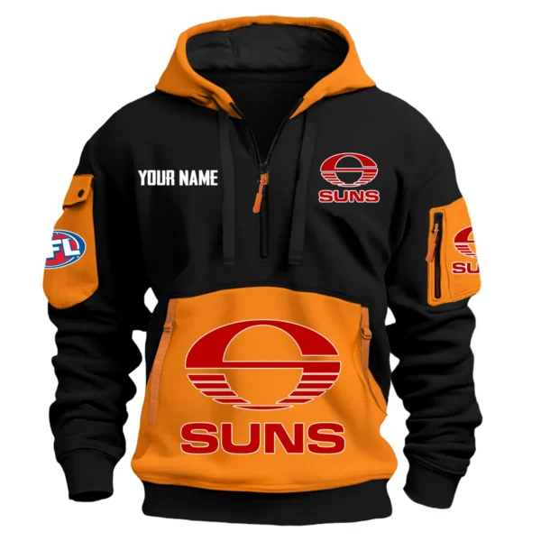 Gold Coast SUNS Australian Football League Exclusive Logo Hoodie Half Zipper HOAFL0090525A01GCFC - Orange