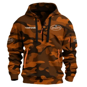 Bugatti Exclusive Logo Hoodie Half Zipper Car QTCAR180605A1BUG - Orange
