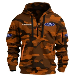 Ford Exclusive Logo Hoodie Half Zipper Car QTCAR180605A1FOR - Orange