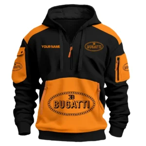 Bugatti Car Exclusive Logo Hoodie Half Zipper QTCAR180605A2BUG - Orange
