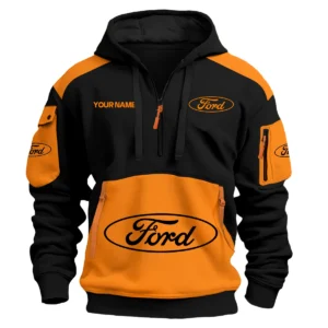 Ford Car Exclusive Logo Hoodie Half Zipper QTCAR180605A2FOR - Orange