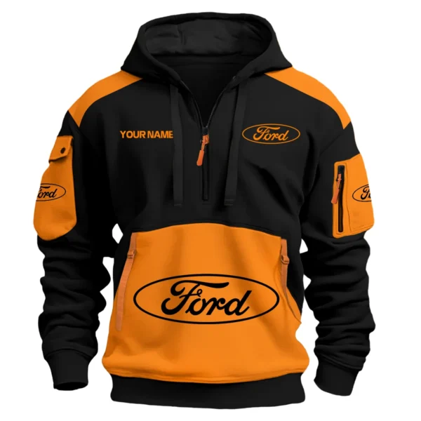 Ford Car Exclusive Logo Hoodie Half Zipper QTCAR180605A2FOR - Orange