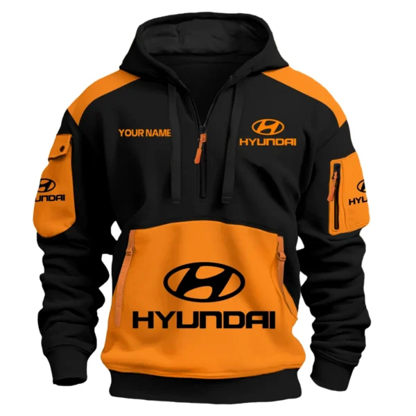 Hyundai Car Exclusive Logo Hoodie Half Zipper QTCAR180605A2HYU - Orange