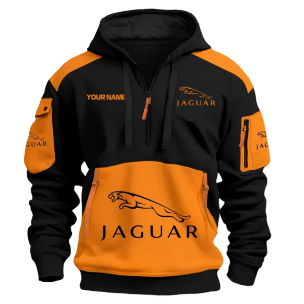 Jaguar Car Exclusive Logo Hoodie Half Zipper QTCAR180605A2JAG - Orange