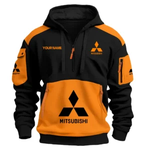 Mitsubishi Car Exclusive Logo Hoodie Half Zipper QTCAR180605A2MIT - Orange