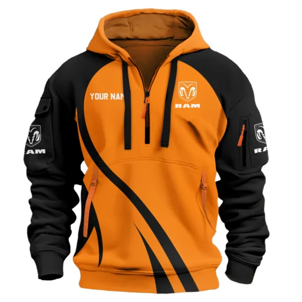 RAM Trucks Ute Exclusive Logo Hoodie Half Zipper QTVA210625UTE04RAM - Orange - Image 2