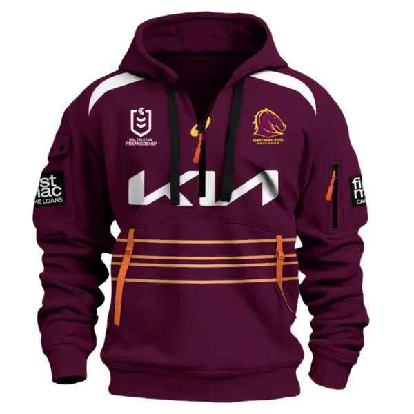 Brisbane Broncos NRL Exclusive Logo Hoodie Half Zipper QTVA050625NRL01BRI-HDF - Image 2