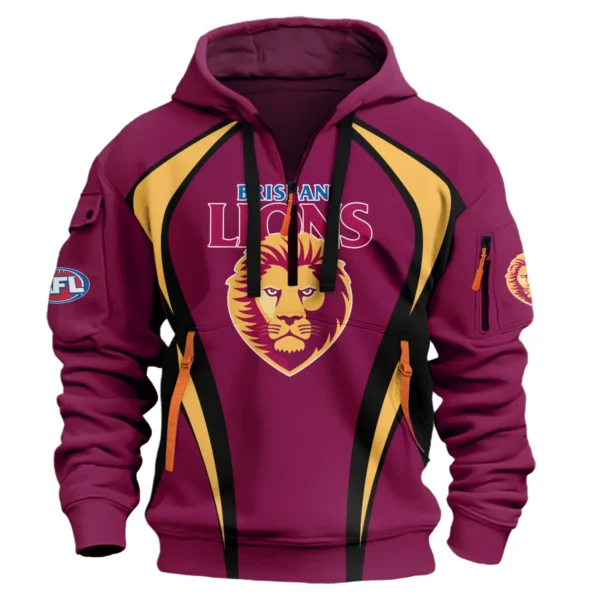 Brisbane Lions AFL Exclusive Logo Hoodie Half Zipper QTVA250625AFL03BL-HDF - Image 2