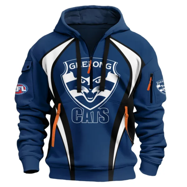 Geelong Cats AFL Exclusive Logo Hoodie Half Zipper QTVA250625AFL03GEEL-HDF - Image 2