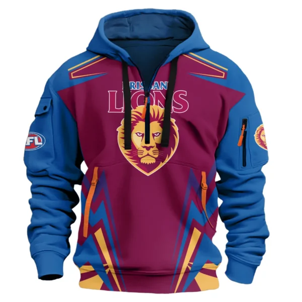 Brisbane Lions AFL Exclusive Logo Hoodie Half Zipper QTVA270625AFL04BL-HDF - Image 2