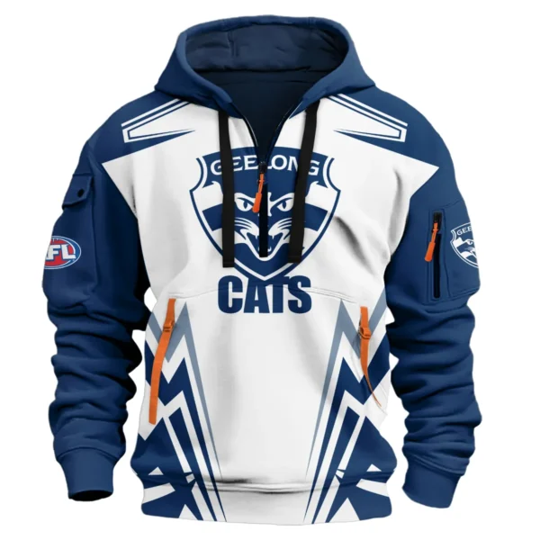 Geelong Cats AFL Exclusive Logo Hoodie Half Zipper QTVA270625AFL04GEEL-HDF - Image 2