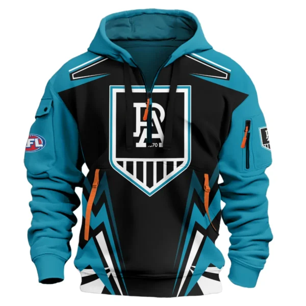 Port Adelaide Power AFL Exclusive Logo Hoodie Half Zipper QTVA270625AFL04PORT-HDF - Image 2