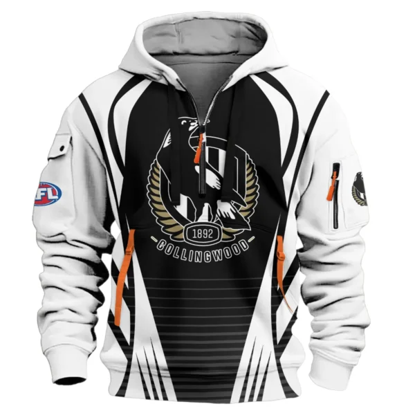 Collingwood Magpies AFL Exclusive Logo Hoodie Half Zipper QTVA280625AFL05COLL-HDF - Image 2