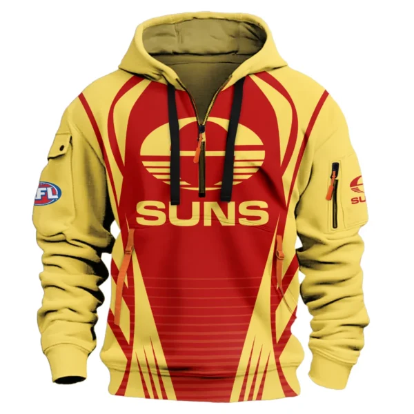 Gold Coast SUNS AFL Exclusive Logo Hoodie Half Zipper QTVA280625AFL05GCFC-HDF - Image 2