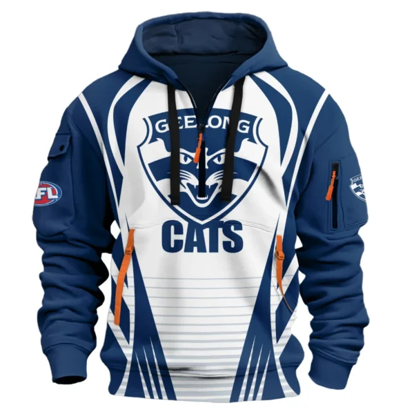 Geelong Cats AFL Exclusive Logo Hoodie Half Zipper QTVA280625AFL05GEEL-HDF - Image 2