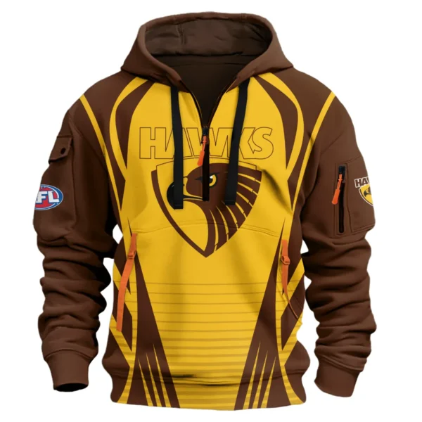 Hawthorn Hawks AFL Exclusive Logo Hoodie Half Zipper QTVA280625AFL05HAW-HDF - Image 2