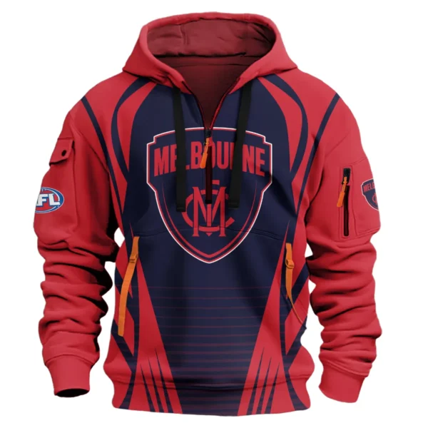 Melbourne Demons AFL Exclusive Logo Hoodie Half Zipper QTVA280625AFL05MELB-HDF - Image 2