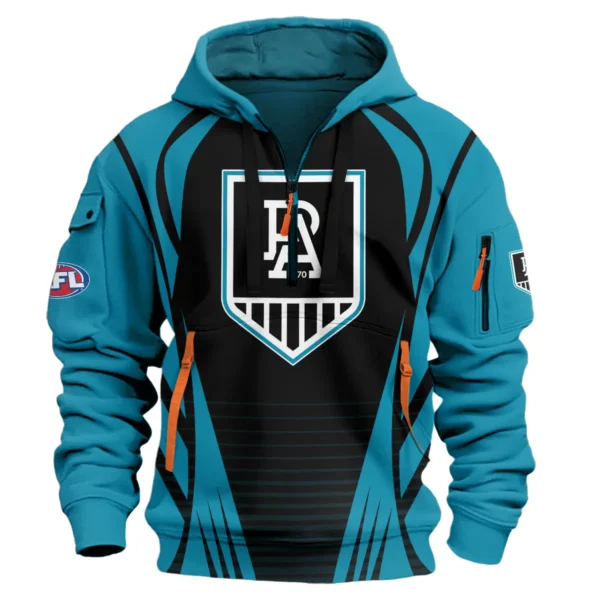 Port Adelaide Power AFL Exclusive Logo Hoodie Half Zipper QTVA280625AFL05PORT-HDF - Image 2