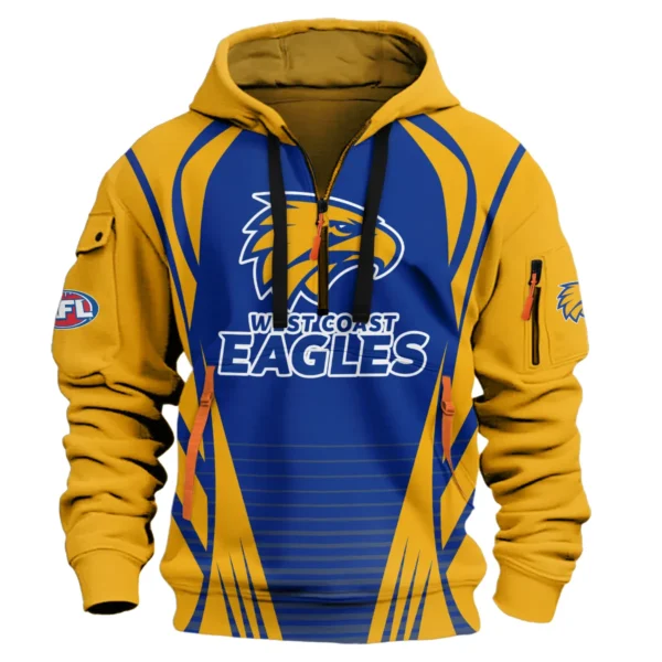 West Coast Eagles AFL Exclusive Logo Hoodie Half Zipper QTVA280625AFL05WCE-HDF - Image 2