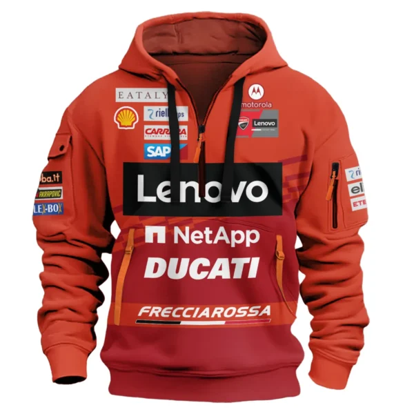 Ducati Lenovo Team Exclusive Logo Hoodie Half Zipper QTVAGP060625A2DUC-HDF - Image 2