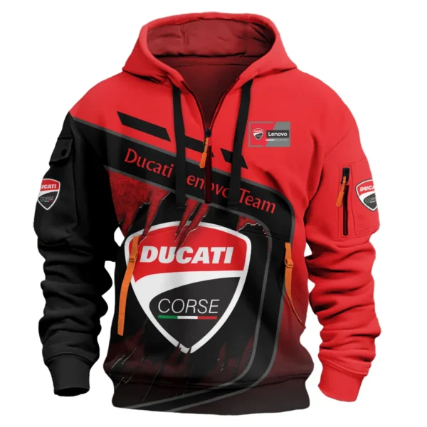 Ducati Lenovo Team Exclusive Logo Hoodie Half Zipper QTVAGP060625A8DUC-HDF - Image 2