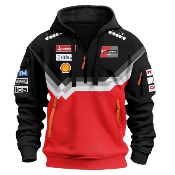 Marc Márquez Ducati Lenovo Team Exclusive Logo Hoodie Half Zipper QTVAGP110625A14DUC-HDF - Image 2