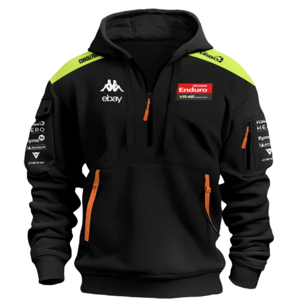 VR46 Racing Team Exclusive Logo Hoodie Half Zipper QTVAGP120625A16VR46-HDF - Image 2