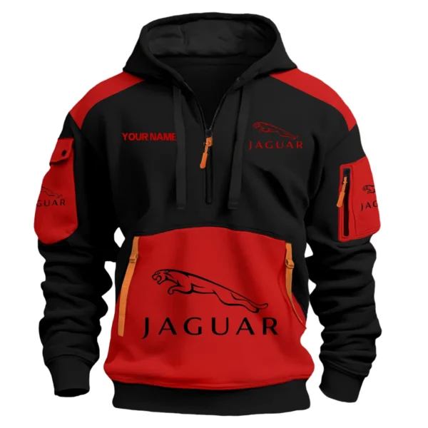 Jaguar Car Exclusive Logo Hoodie Half Zipper QTCAR180605A2JAG - Red