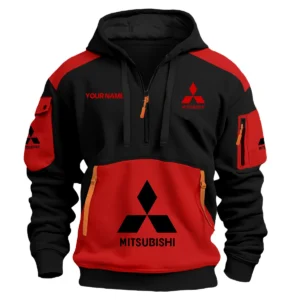 Mitsubishi Car Exclusive Logo Hoodie Half Zipper QTCAR180605A2MIT - Red
