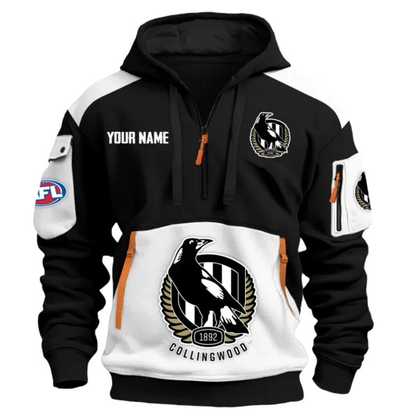 Collingwood Magpies Australian Football League Exclusive Logo Hoodie Half Zipper HOAFL190525A01COLL - White