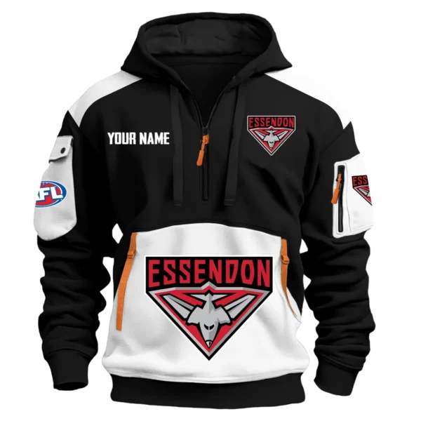 Essendon Bombers Australian Football League Exclusive Logo Hoodie Half Zipper HOAFL190525A01ESS - White