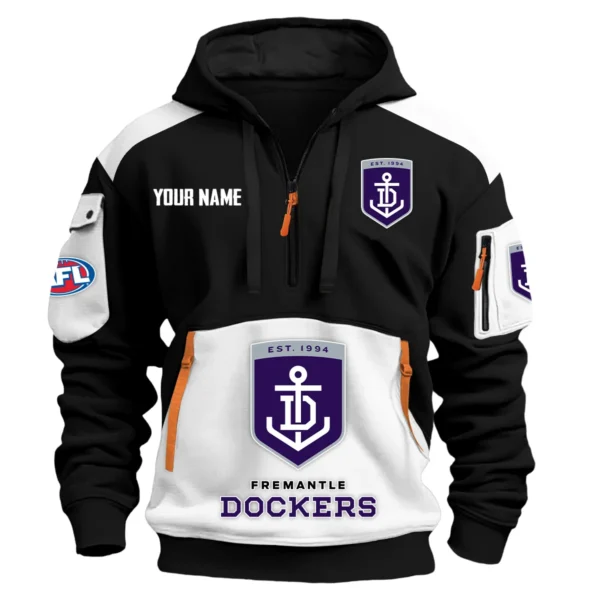 Fremantle Dockers Australian Football League Exclusive Logo Hoodie Half Zipper HOAFL190525A01FRE - White