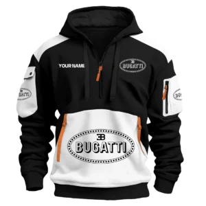Bugatti Car Exclusive Logo Hoodie Half Zipper QTCAR180605A2BUG - White