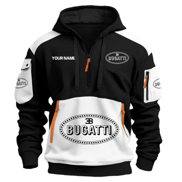 Bugatti Car Exclusive Logo Hoodie Half Zipper QTCAR180605A2BUG - White