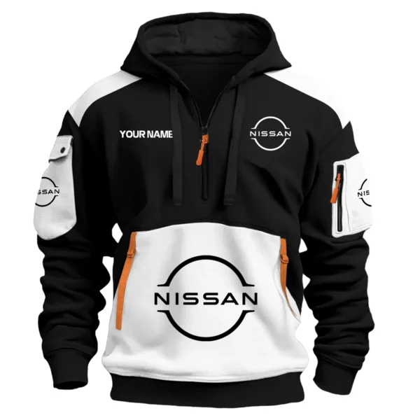 Nissan Car Exclusive Logo Hoodie Half Zipper QTCAR180605A2NIS - White