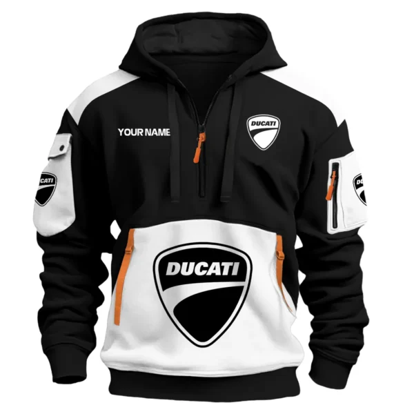 Ducati Motorcycles  Exclusive Logo Hoodie Half Zipper QTMT160525A3DUC - White