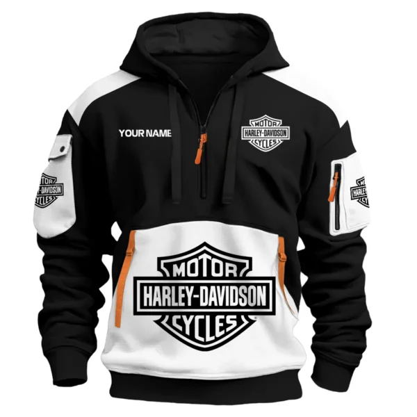 Harley-Davidson Motorcycles  Exclusive Logo Hoodie Half Zipper QTMT160525A3HD - White