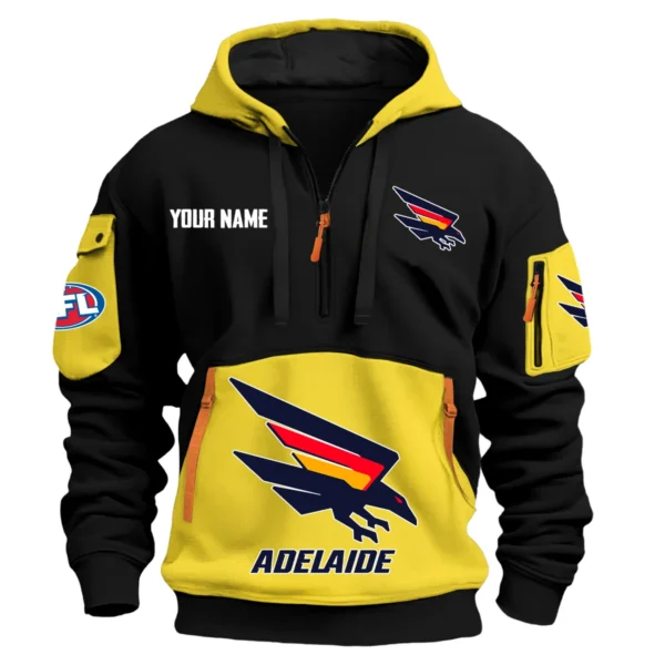 Adelaide Crows Australian Football League Exclusive Logo Hoodie Half Zipper HOAFL0090525A01ADEL - Yellow
