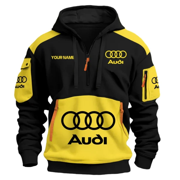 Audi Car Exclusive Logo Hoodie Half Zipper QTCAR180605A2AUD - Yellow