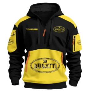 Bugatti Car Exclusive Logo Hoodie Half Zipper QTCAR180605A2BUG - Yellow