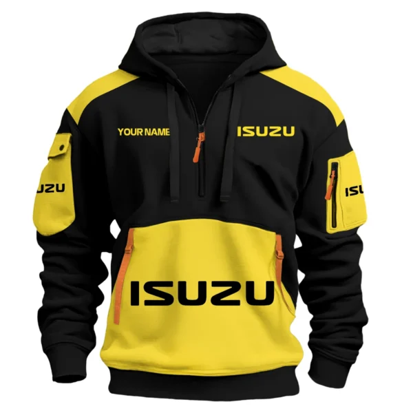 Isuzu Car Exclusive Logo Hoodie Half Zipper QTCAR180605A2ISU - Yellow