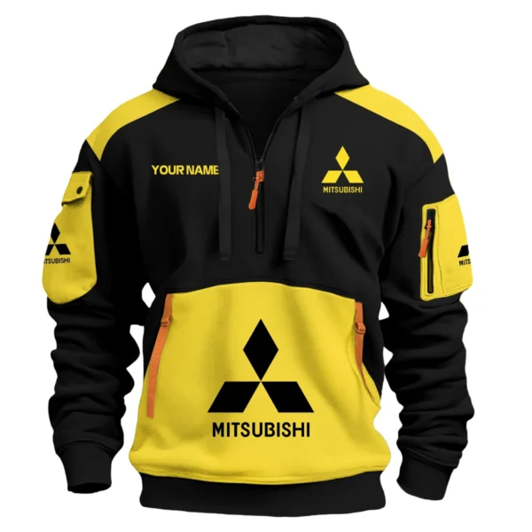 Mitsubishi Car Exclusive Logo Hoodie Half Zipper QTCAR180605A2MIT - Yellow