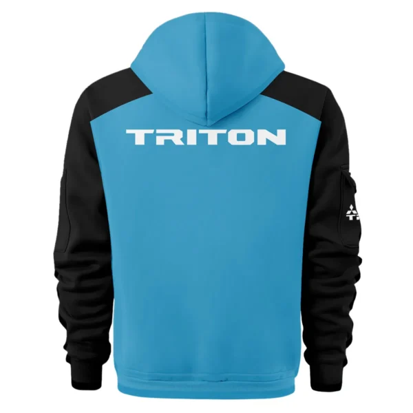 Mitsubishi Triton Ute Exclusive Logo Hoodie Half Zipper QTVA210625UTE04MT - Blue - Image 3