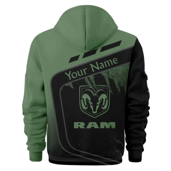 RAM Trucks Ute Exclusive Logo Hoodie Half Zipper QTVA170625UTE01RAM - Green - Image 2