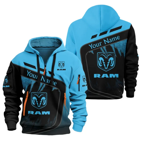 RAM Trucks Ute Exclusive Logo Hoodie Half Zipper QTVA170625UTE01RAM - Blue - Image 3