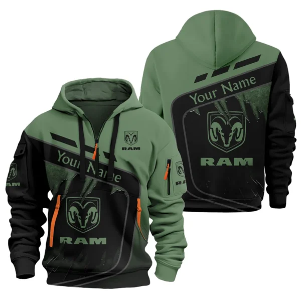 RAM Trucks Ute Exclusive Logo Hoodie Half Zipper QTVA170625UTE01RAM - Green - Image 3