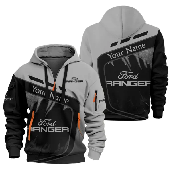 Ford Ranger Ute Exclusive Logo Hoodie Half Zipper QTVA170625UTE01FR - Gray - Image 3